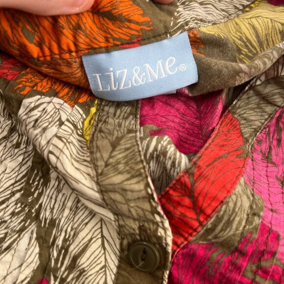 Liz & Me Womens Plus Size Sleeveless Blouse 3X 26/28W Multicolor Leaf Print - Picture 4 of 5